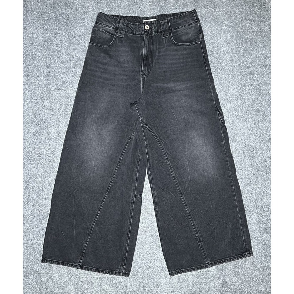 Free People We The Free Chill Vibes Jeans Women W34x27 Black Dropped Wide Leg